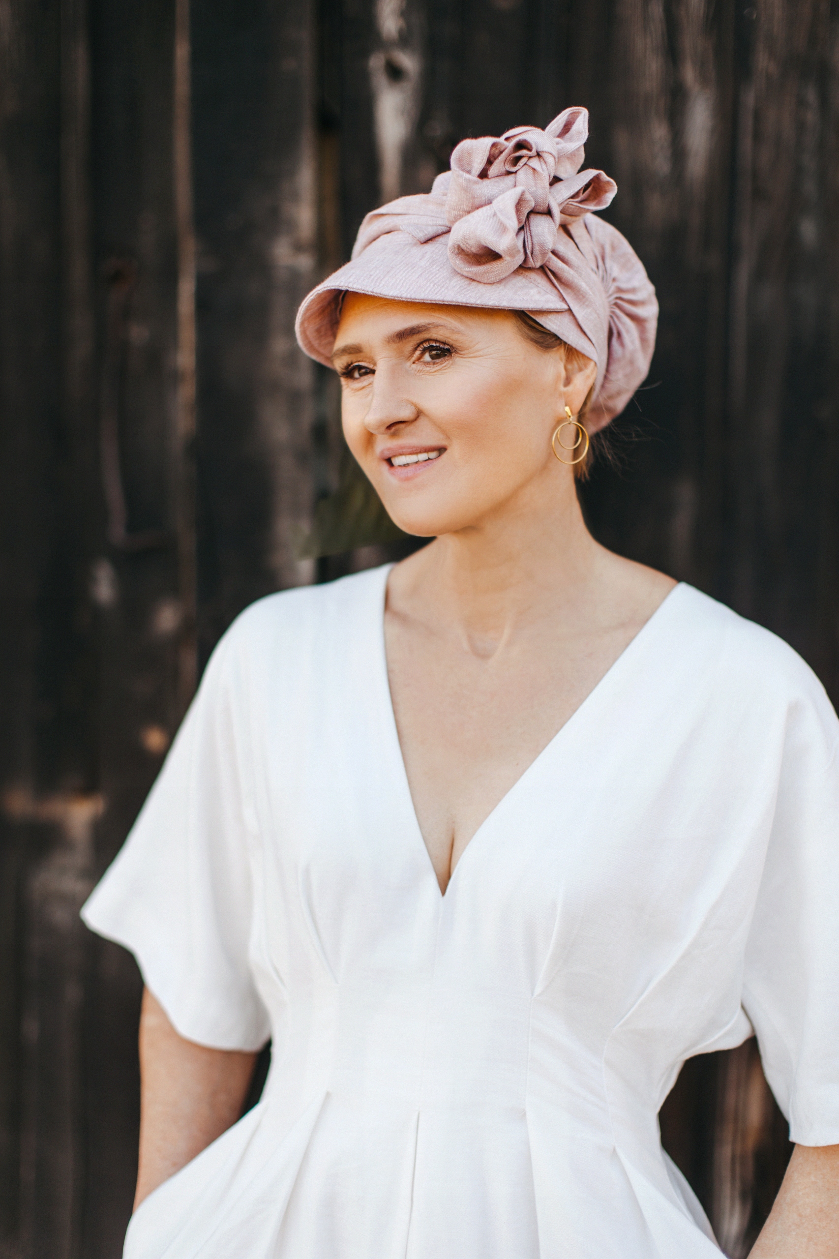 Lara z daszkiem róż len - 2
