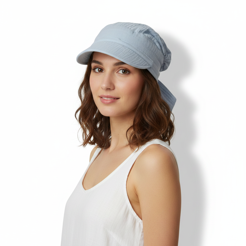 Gabi z daszkiem baby blue muślin - 2