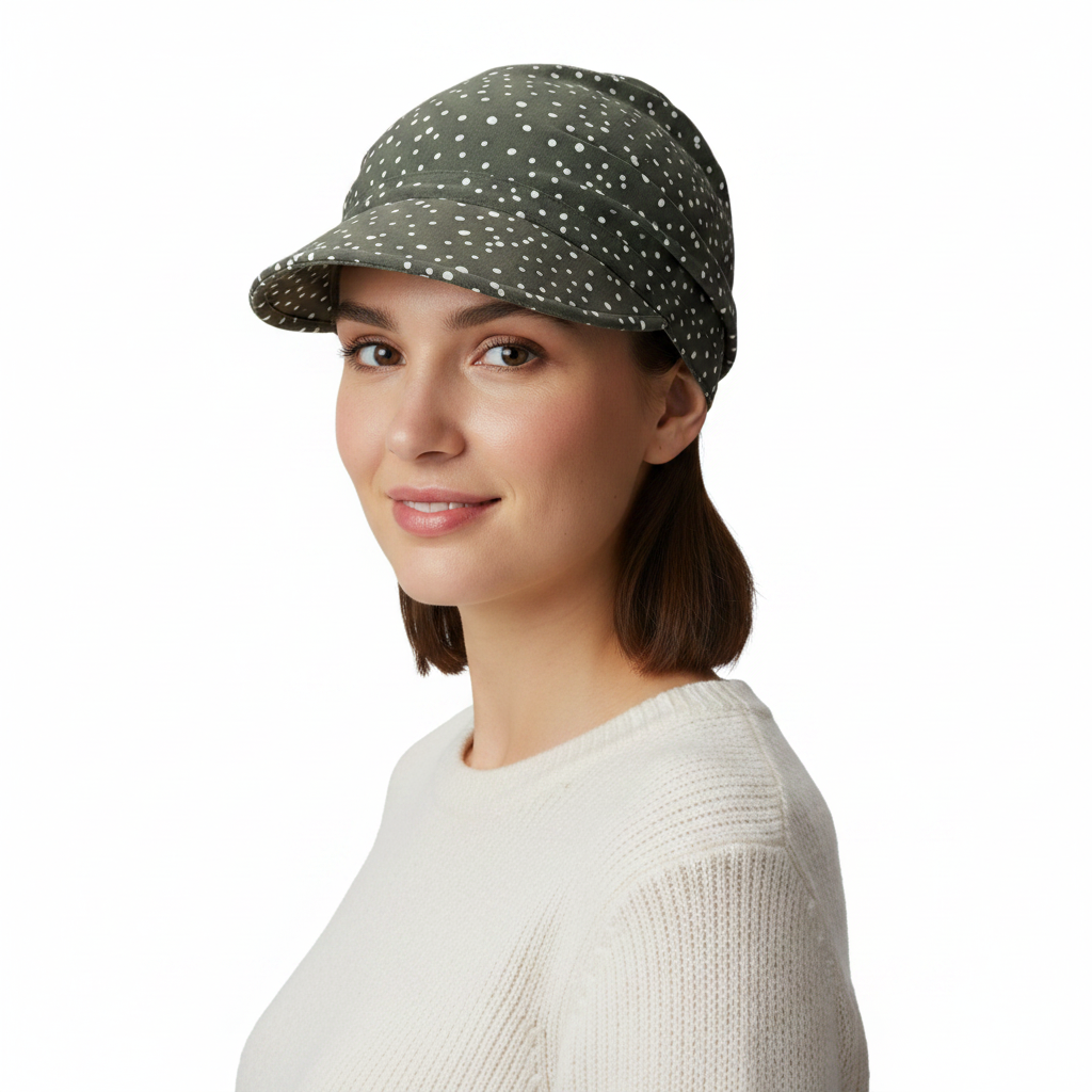 Kinia z daszkiem khaki groszek - 2