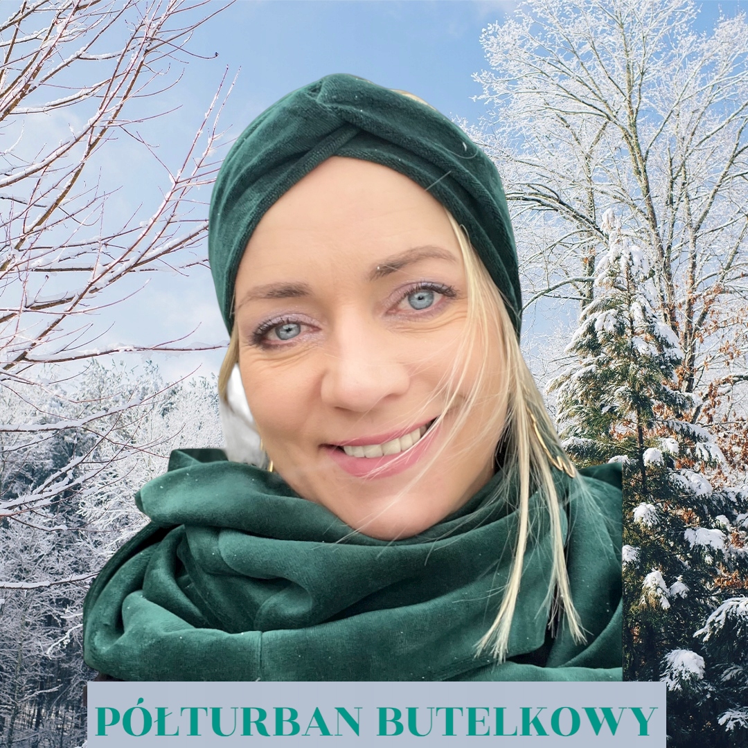 Półturban zielona butelka welur - 2