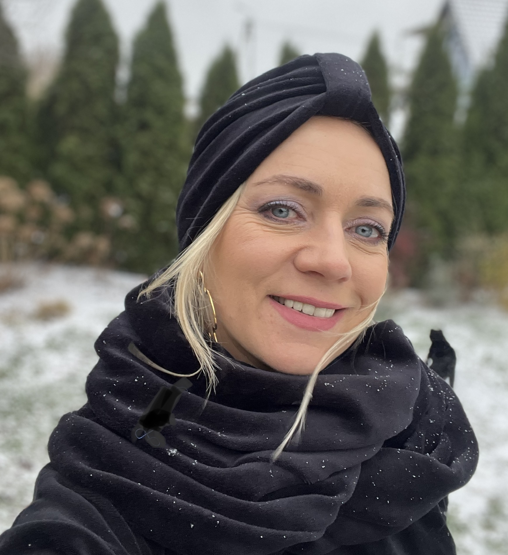 Komplet turban Emma i komin z weluru czarny - 2