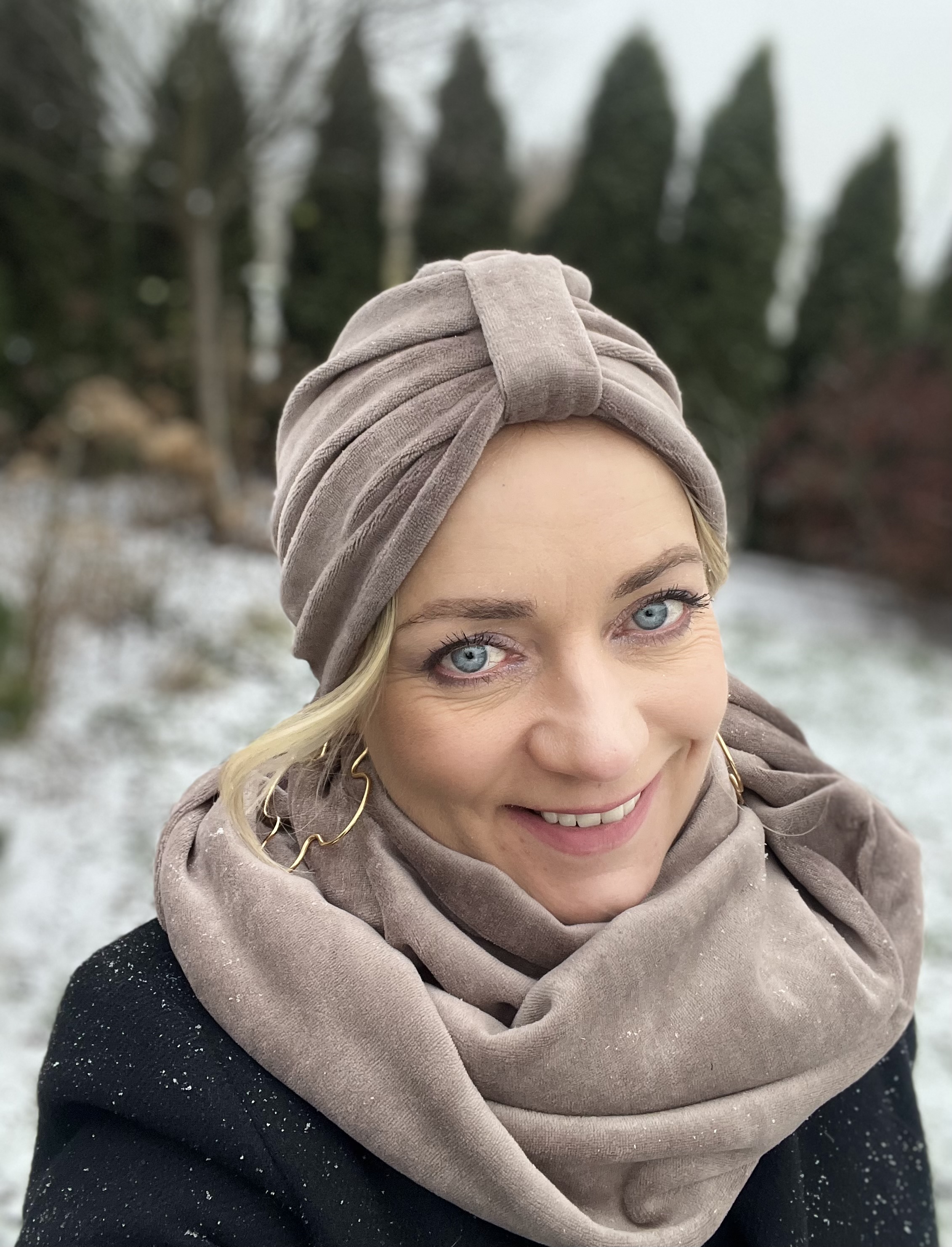 Komplet turban Emma i komin z weluru wr-28
