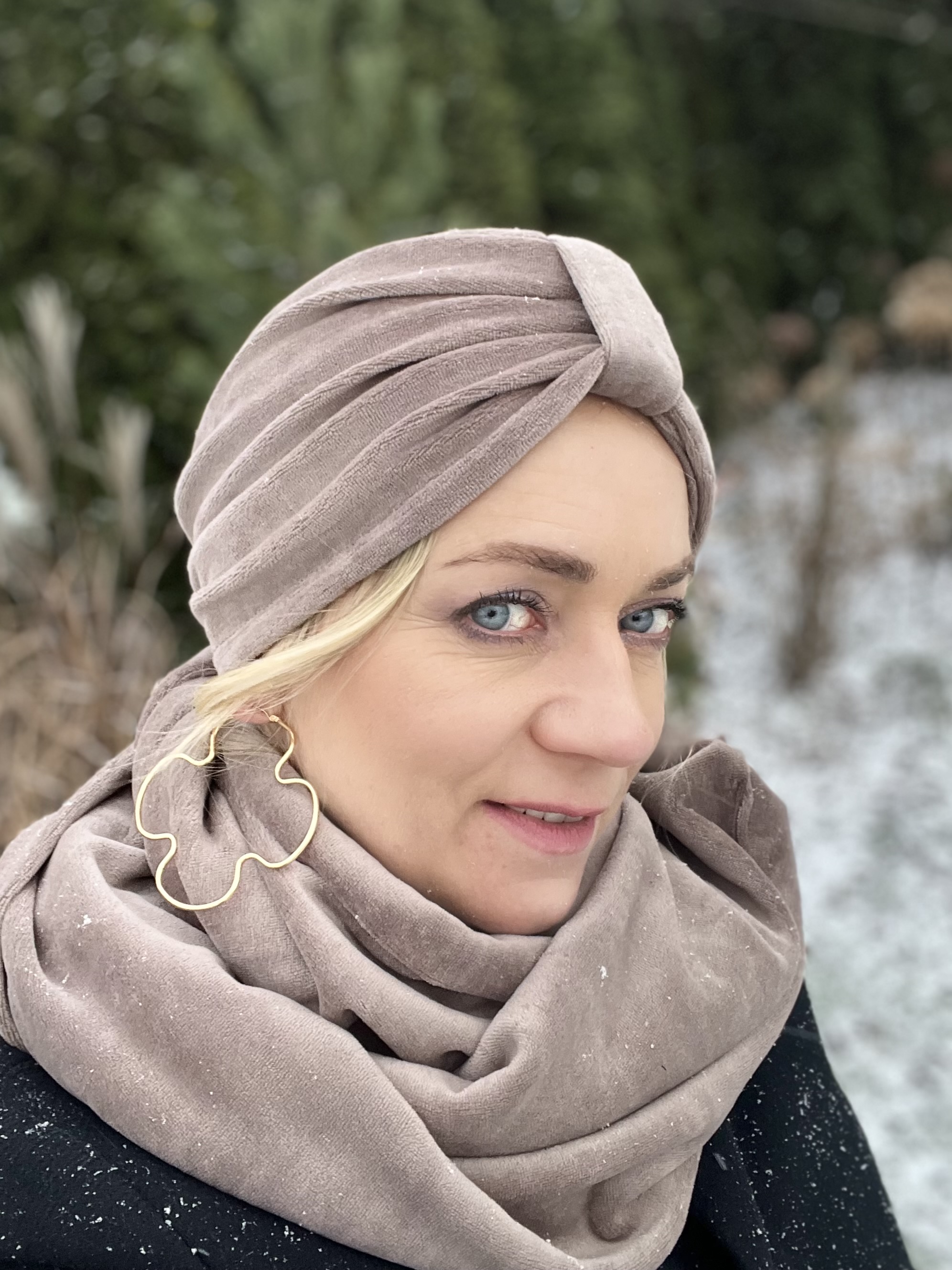 Komplet turban Emma i komin z weluru wr-28 - 2