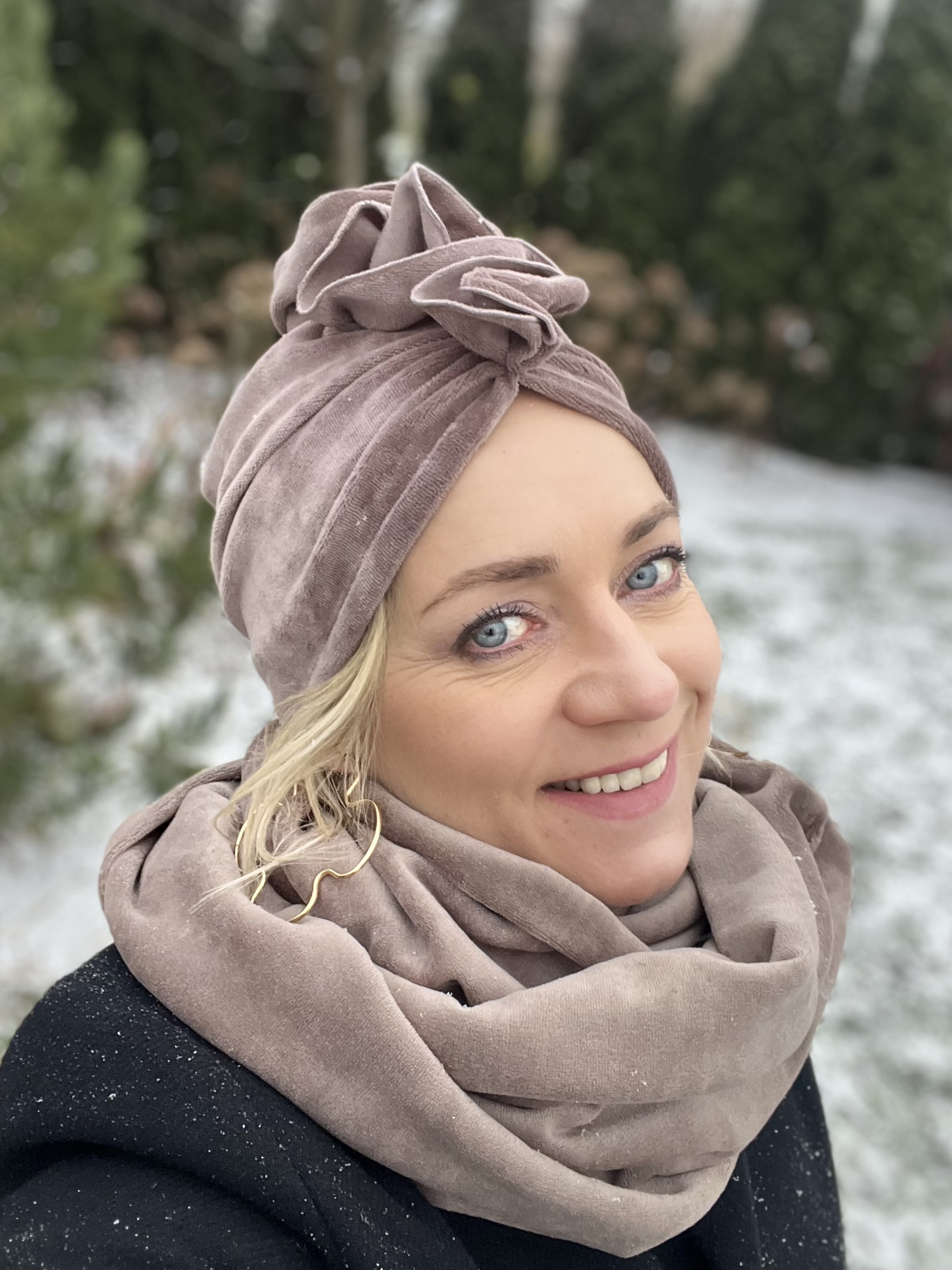 Komplet turban Luba i komin z weluru wr-26