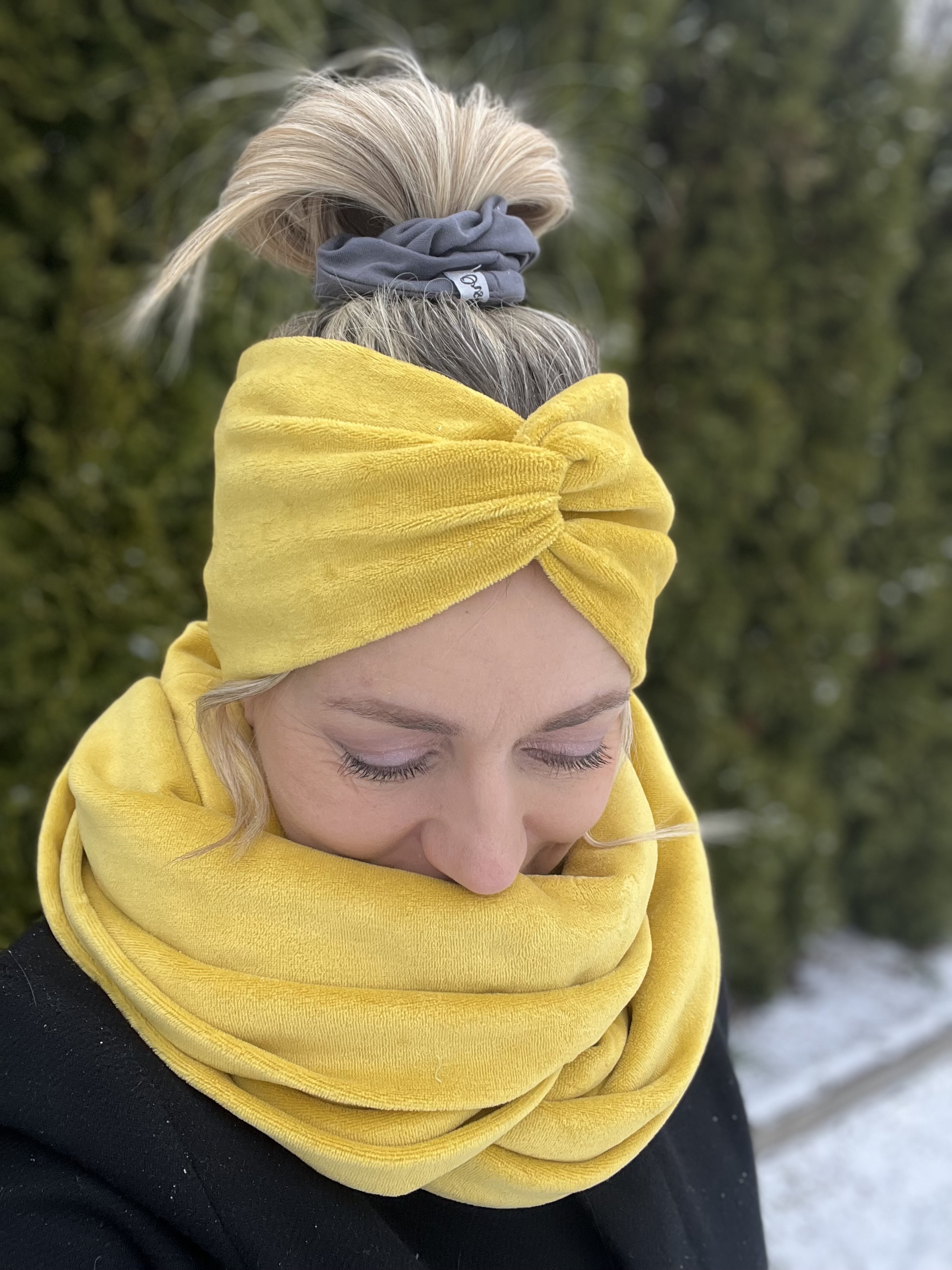 Komplet półturban z kominem z weluru wr-134